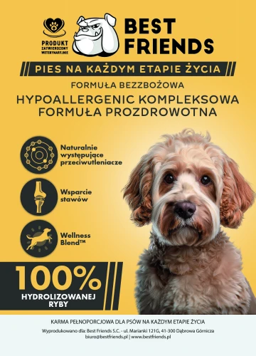 Karma hipoalergiczna dla psa z łososiem 1,5 kg bezbożowa z peptydami