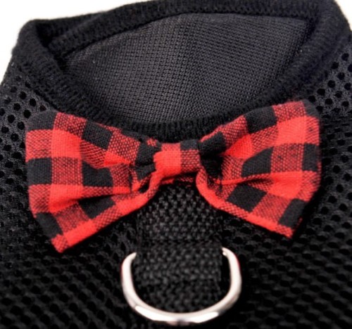 Szelki dla królika czarne z kokardką
